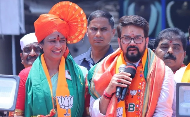 Madhavi Latha Files Nomination With Rally From Charminar